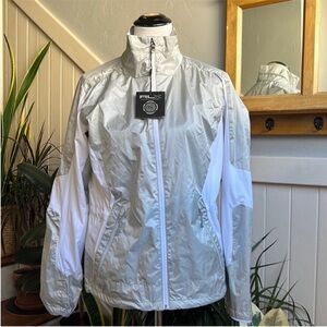 NWT RLX Ralph Lauren Water Repellent Jacket in Silver and White